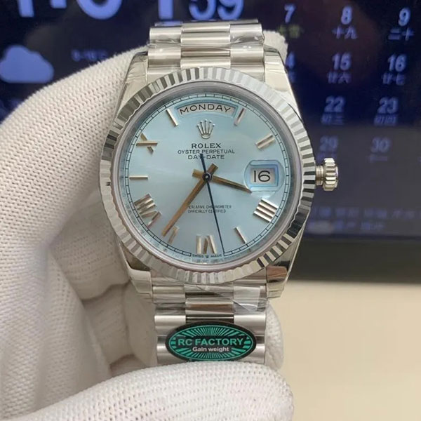 【加重版 RC製】ロレックスコピー M228236-0012 デイデイト 40mm アイスブルー 3255搭載 重量200g